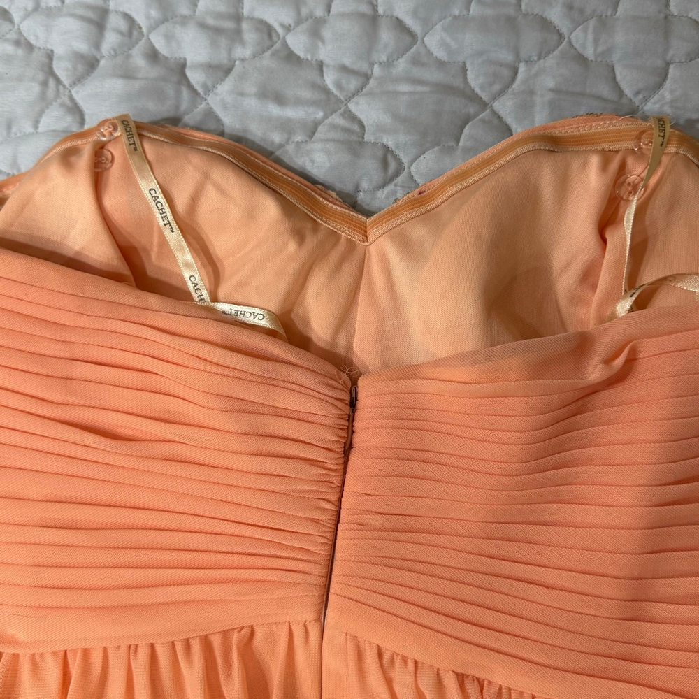 Cachet Peach Formal Beaded Strapless Dress Size 12 - Picture 8 of 10